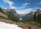 A wider angle shot with the lake below and TomyHoi Peak to the left.